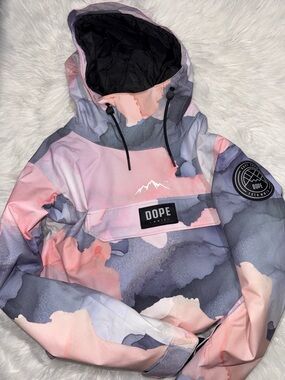 DOPE Pink, Gray & Lavender Watercolor Snowboard Jacket